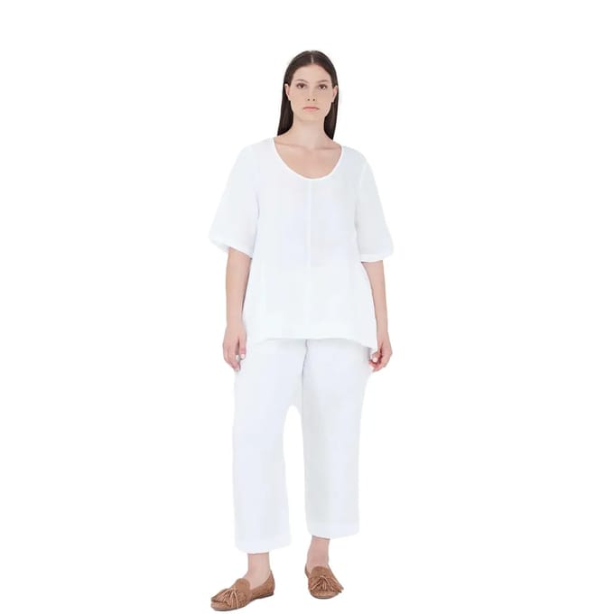 Linnen curve broek voor vrouw Haris Cotton
