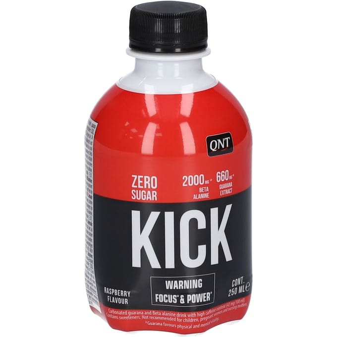 Suikervrije frambozen energie drank QNT Kick Drink
