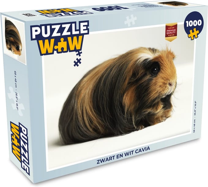 Puzzel Zwart en wit cavia - Legpuzzel - Puzzel 1000 stukjes volwassenen