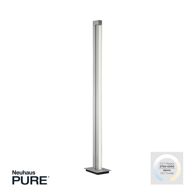 LED vloerlamp PURE Lines, zilver, afstandsbediening, 140 cm