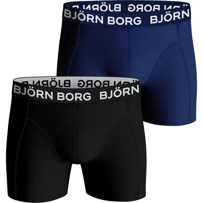 Björn Borg Sammy Solid Boxershort Heren - 2P - Zwart/blauw - Maat S