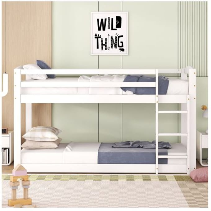 Stapelbed - MUVOE - 90x200cm - Massief Hout - Wit - 2 persoons wit
