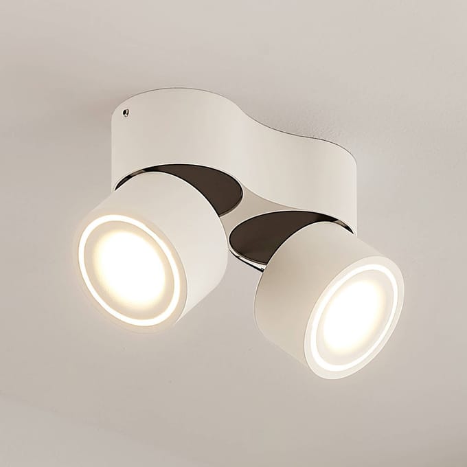 Arcchio LED plafondspot Rotari, wit, 2-lamps, 1362 lm