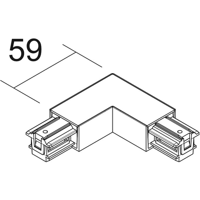 Ivela L-connector SQUARE 48 V, zwart, aardedraad links