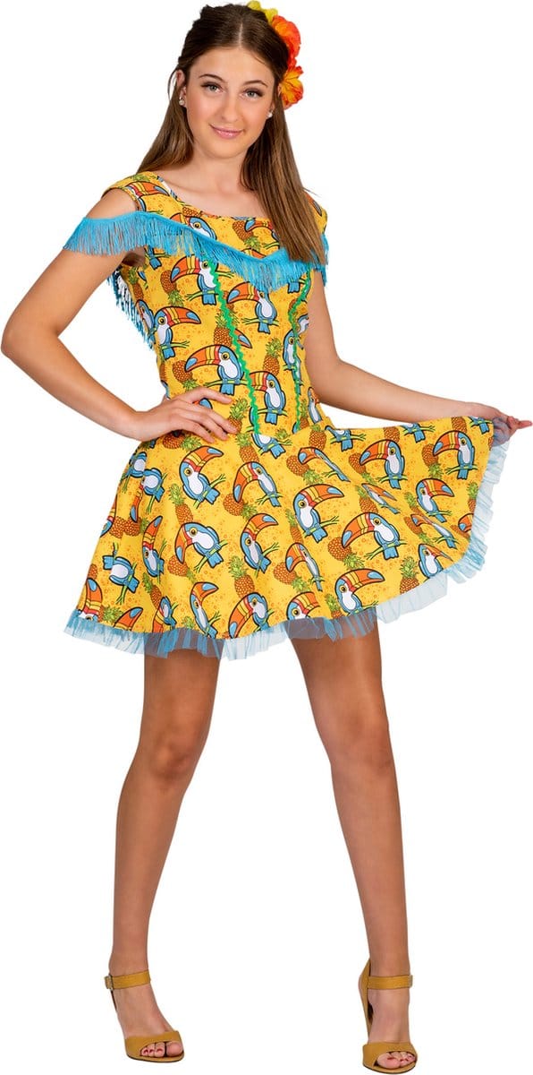 Hawaiiaanse jurk Marit met toekan print