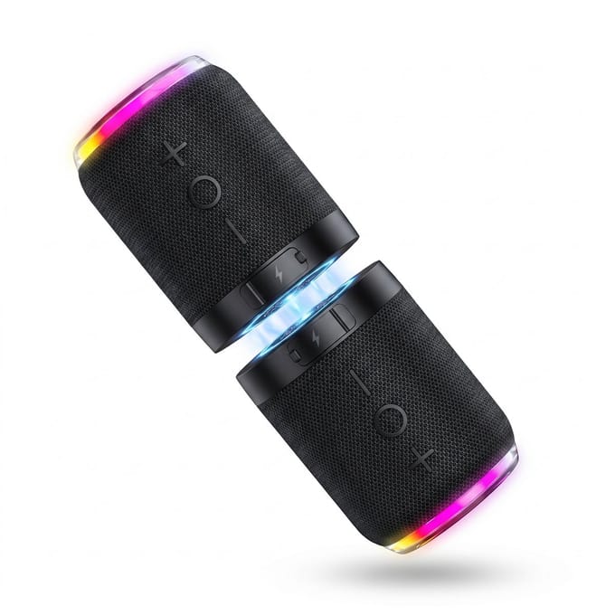 Ryoudavell - 2-in-1 Magnetische Bluetooth Speaker - Splitsbare Draadloze Luidspreker - Bluetooth 5.4 & TWS - RGB LED Verlichting - 2000mAh Batterij - Zwart