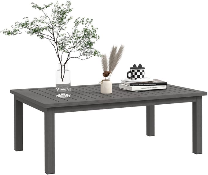 Outsunny-Koffietafel-Aluminium-100x60x37cm-Bruin