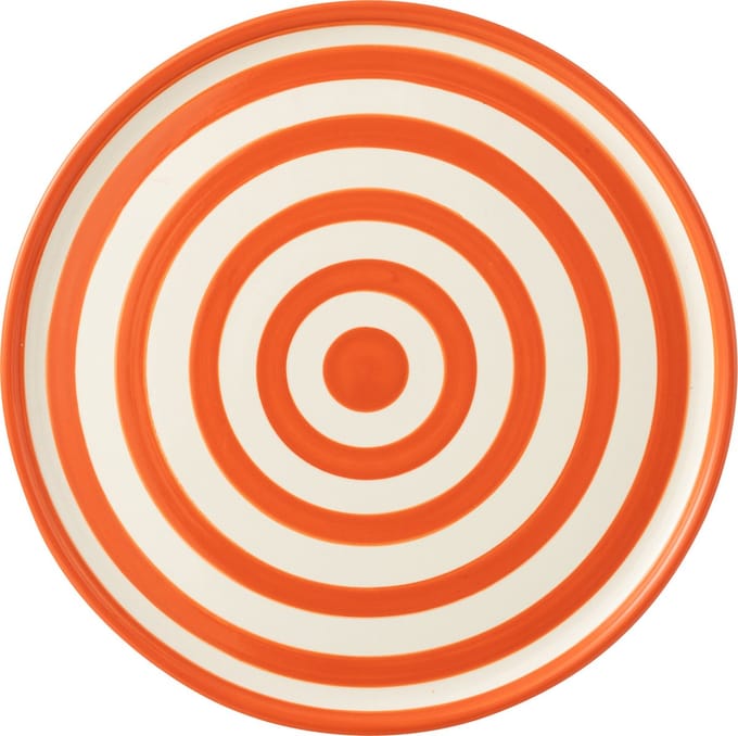 J-Line bord Granada Stripes - keramiek - wit/oranje