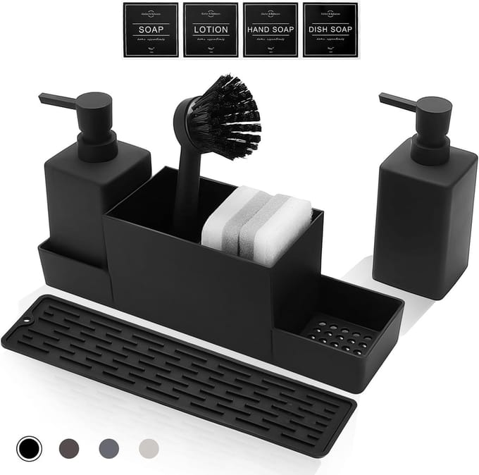 350 ml Spoelbakorganizer - keukenafwassysteem - 1 stuk - zwart - kunststof