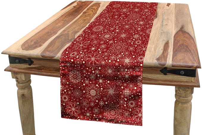 ABAKUHAUS tafelrunner 40x180 cm – beige/rood – digitaaldruk