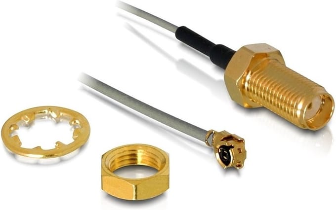 MHF I (v) - SMA (v) kabel - Micro Coax (1,13 mm) - 50 Ohm / grijs - 1 meter