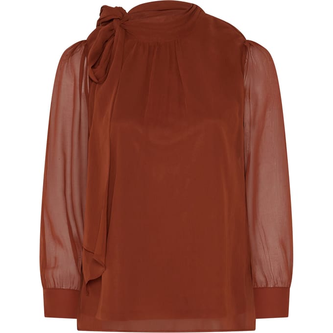 Yours London Bruine Blouse Met Strik Aan De Zijkant Size 48