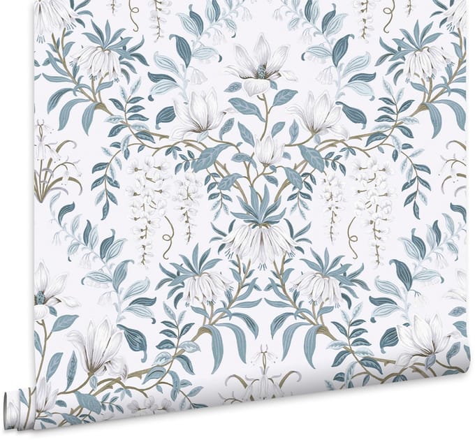 Laura Ashley Parterre Behang - Bloemen - 10mx52cm - Blauw