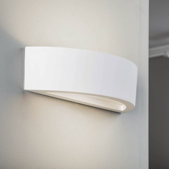 Lindby - wandlamp - 1licht - Gips, metaal, glas - H: 7.5 cm - E14 - wit