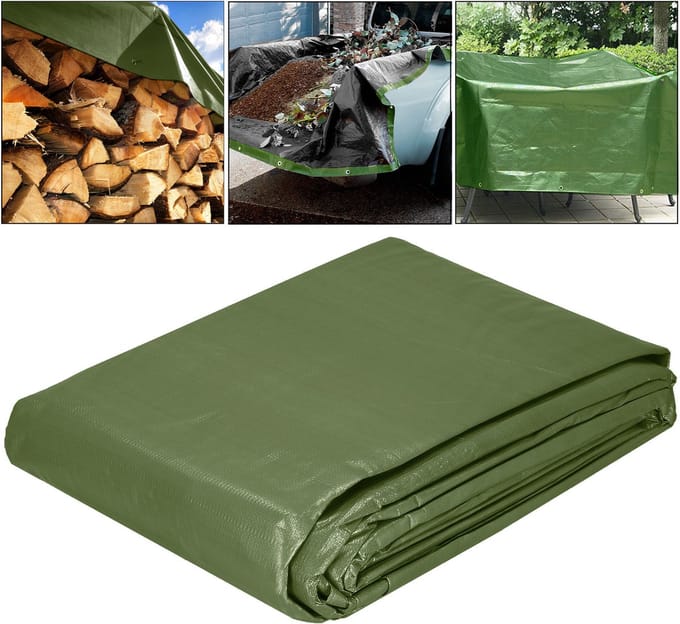 Springos Afdekzeil | Dekzeil | Zeildoek | Waterdicht | PVC | 4 x 5 m | 120 g/m2 | Groen