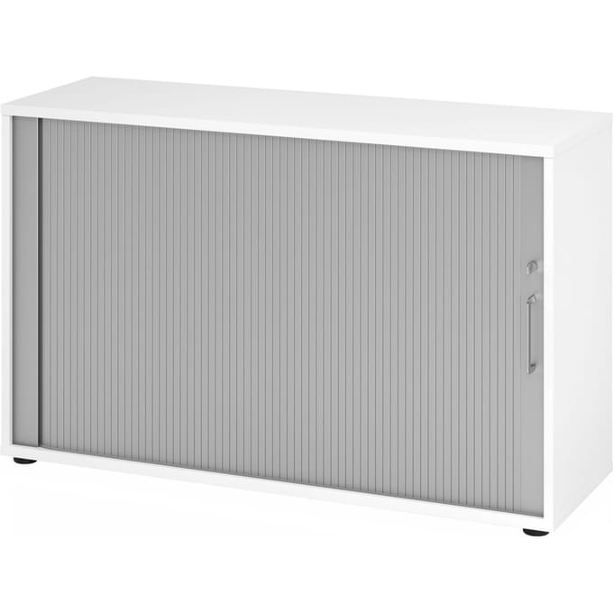 Rolluikkast Breno, 2 OH, afsluitbaar, stapelbaar, B 1200 x D 400 x H 748 mm, spaanplaat, wit