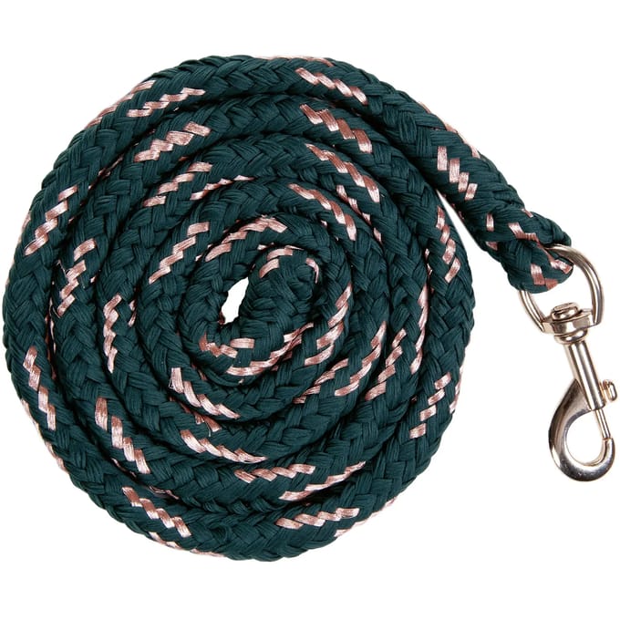 HKM Rosegold Longe Lijn met Karabijnhaak - Groen/Roségoud