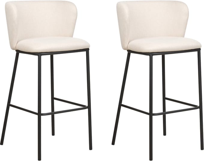 MINA - Barkruk set van 2 - Gebroken wit - Polyester