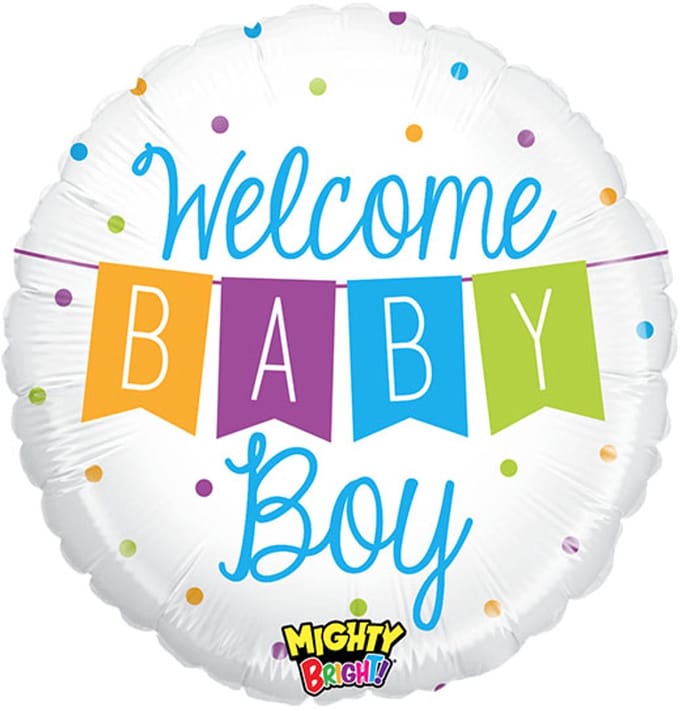 Folieballon Welcome Baby Boy Wit 53 cm