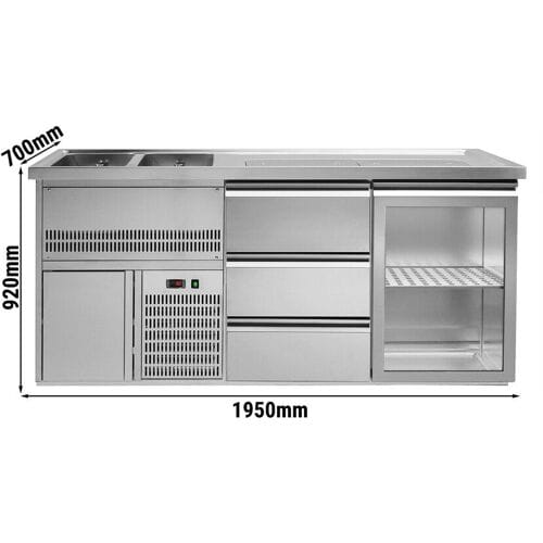 GGM Gastro Biertheke Premium PLUS - 1950x700mm - 1 Glastür & 3 Schubladen