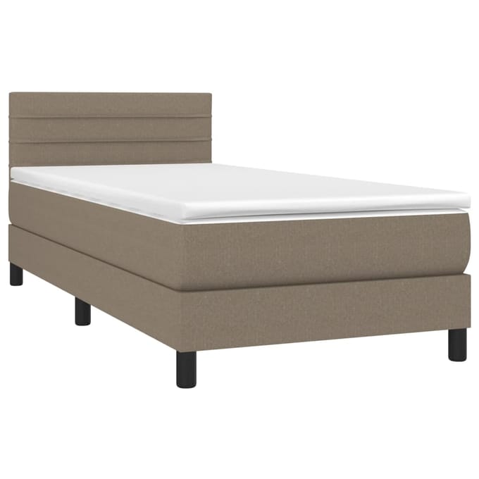 vidaXL - Boxspring - met - matras - en - LED - stof - taupe - 90x190 - cm