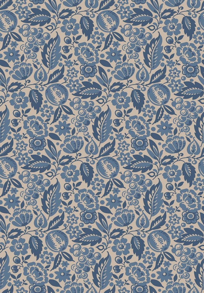 Boråstapeter Vliesbehang 4817 - New Heritage - Botanisch Blauw - 53cm x 10.05m
