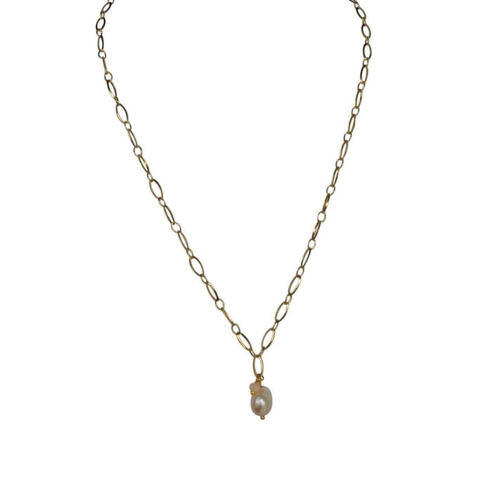 FlowJewels - ketting - stainless steel - zoetwater parel