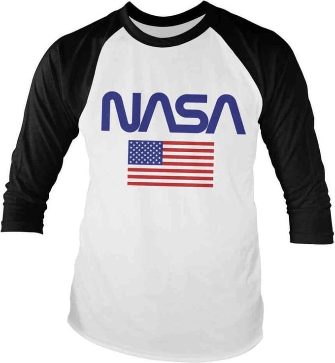 NASA Raglan top -S- Old Glory Wit/Zwart
