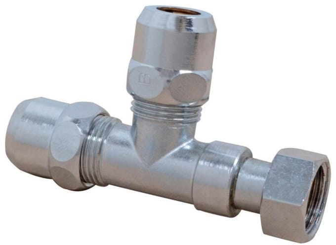 KIRCHHOFF MS Knelfitting-T-Stuk - Chroom - 3/8"BI x 10 mmQ x 10 mmQ