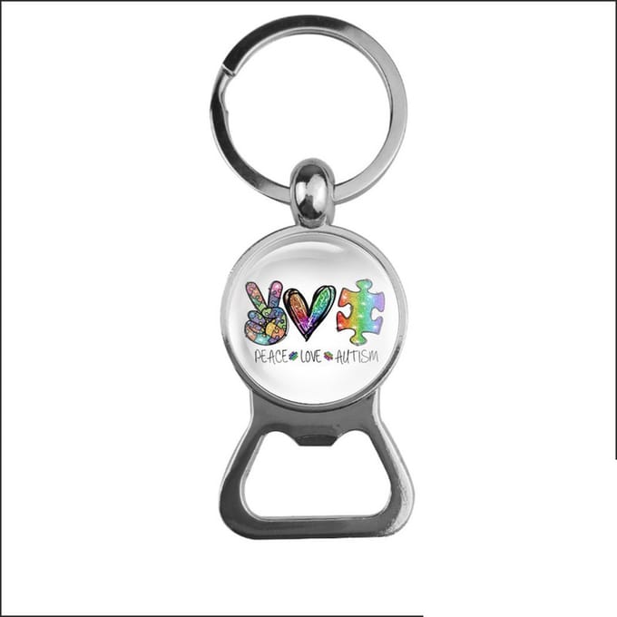 Bieropener Glas - Peace Love Autism