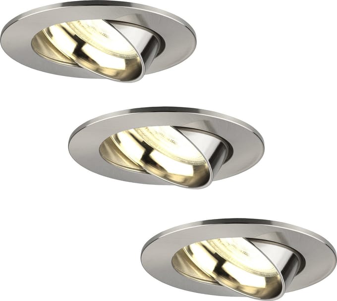 Ledvion - 3X LED Inbouwspot Rio - RVS - Dimbaar - 3W - 2700K - Ø85 mm