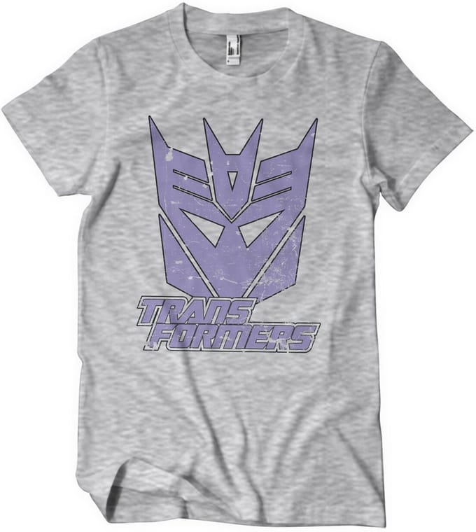 Transformers Washed Decepticon Duotone Shield T-shirt Heathergrey