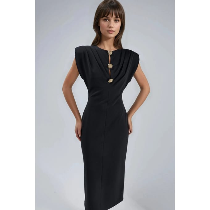 Slim Fit Midi-jurk met Accessoire Detail
