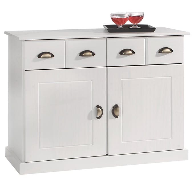 Commode PARIS 90 cm van massief hout - Wit