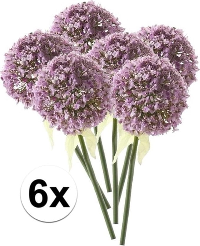 Kunstbloem Sierui / Allium - 6x - lila paars - steel van 70 cm