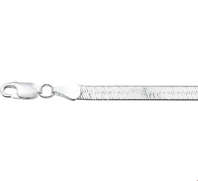 collier slang plat 4,5 mm zilver wit