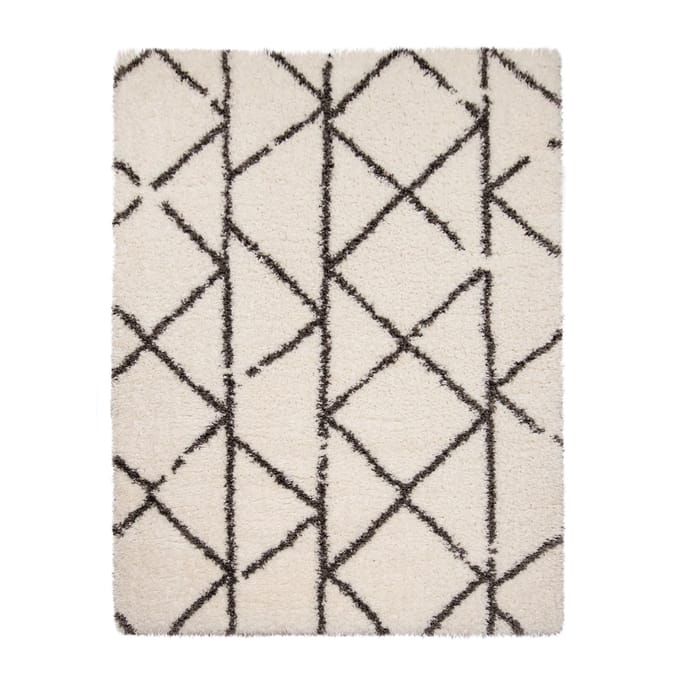 Hoogpolig tapijt Mahara beige 60x90 cm