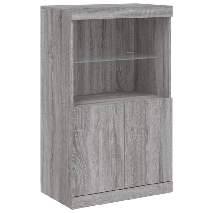vidaXL - Dressoir - met - LED-verlichting - 60,5x37x100 - cm - grijs - sonoma - eiken