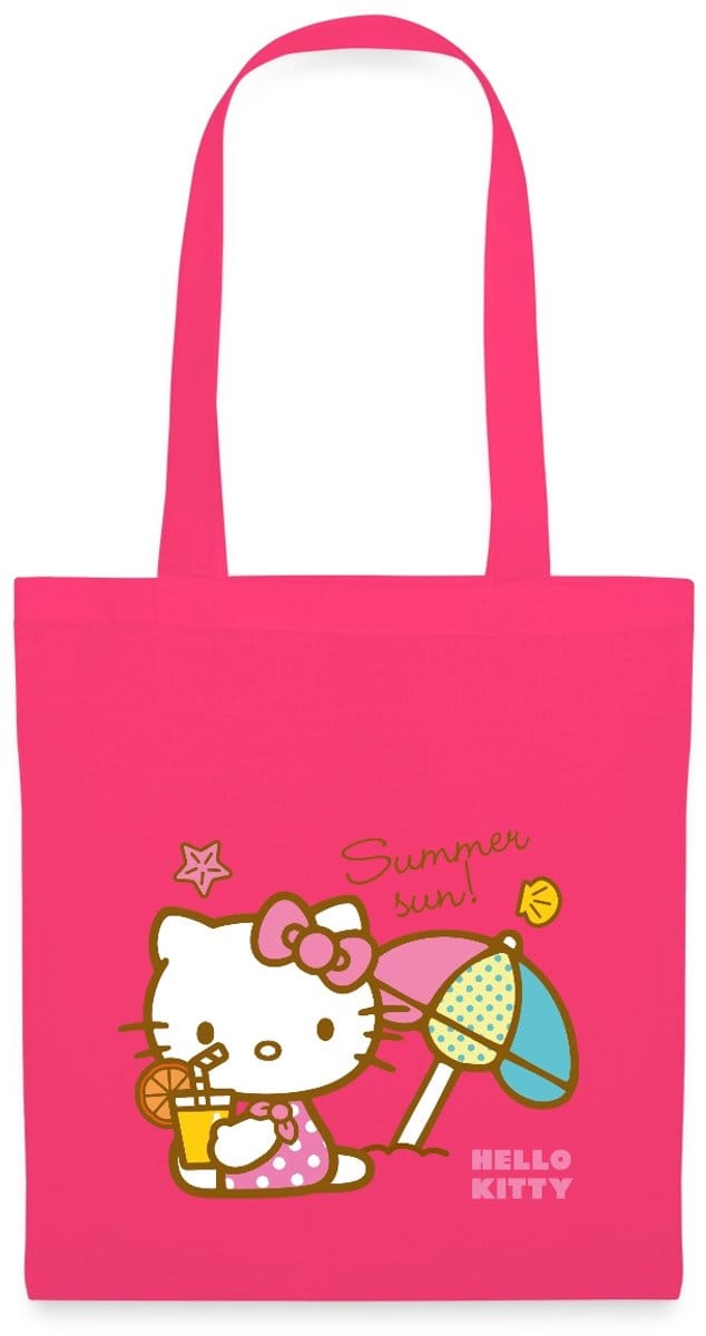 Hello Kitty Op Het Strand Onder Een Zonnescherm Tas Van Stof Schoudertas