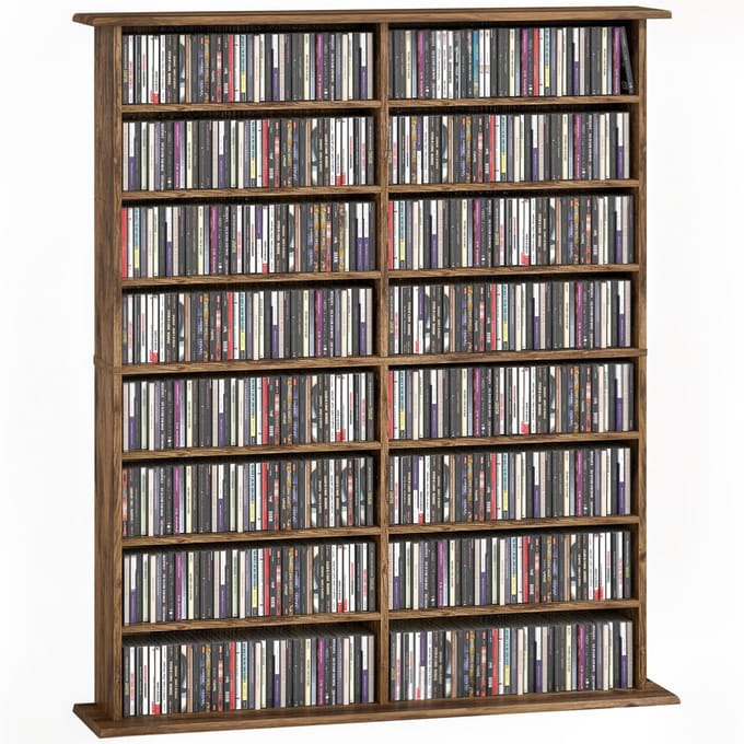 HOMCOM CD-opbergkast - Spaanplaat - 106,5x24x126,3cm - Rustbruin