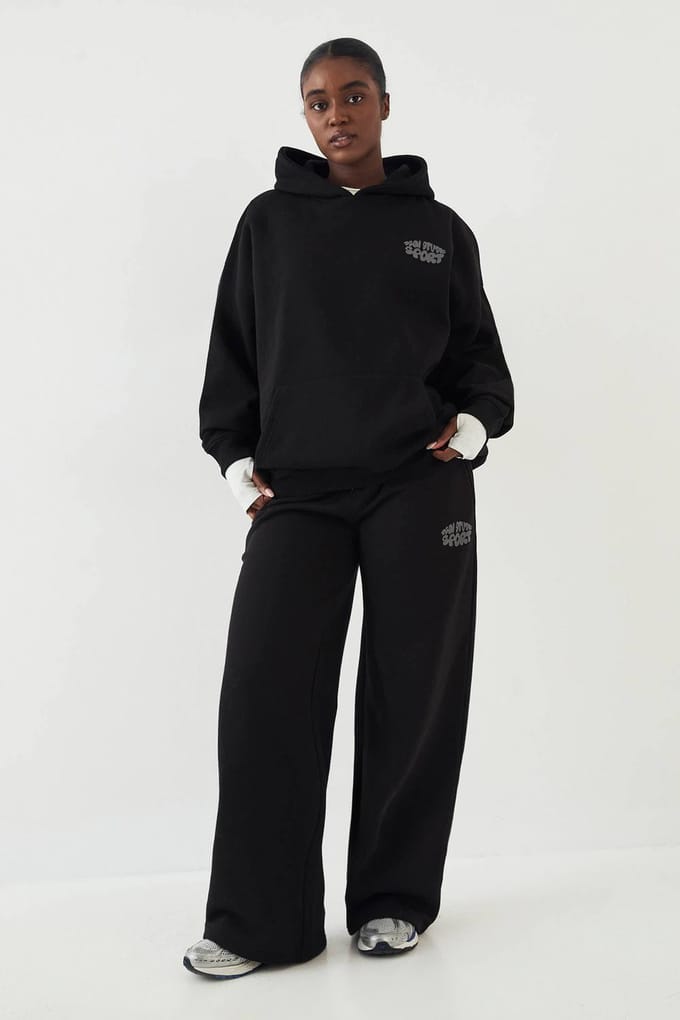 Dames DSGN Studio Sport Bubble Oversized Hoodie | Zwart | Maat: Medium