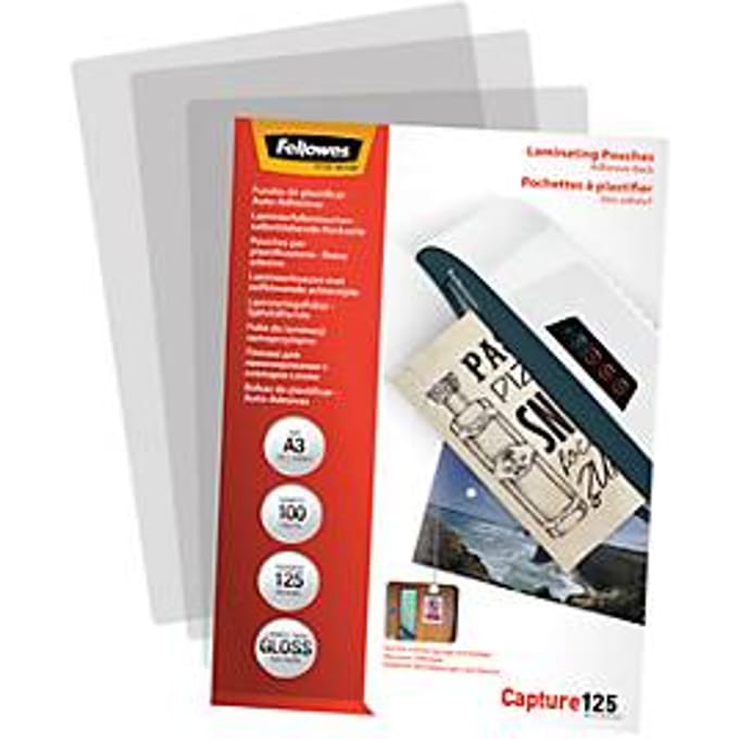Fellowes lamineerfolie, zelfklevend, A3, foliedikte 125 micron