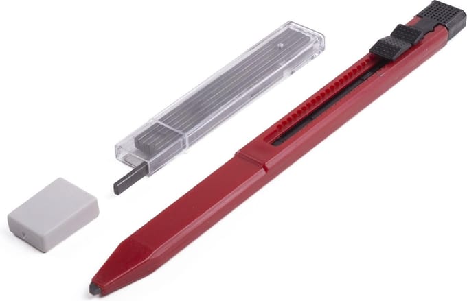 Benson Timmermanspotlood met puntenslijper - navulbaar - rood - 20 cm - inclusief 6 navullingen