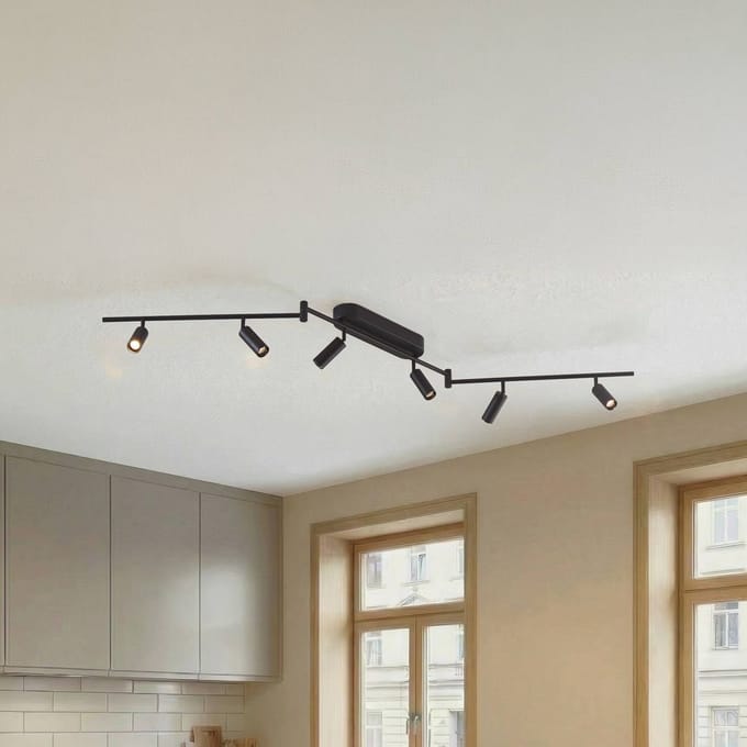 Lindby LED plafondlamp Eldrin, 6-lamps, spots, zwart
