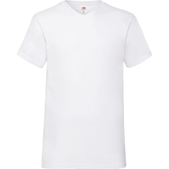 Fruit of the Loom Heren Valueweight Effen V Hals T-shirt (Wit)