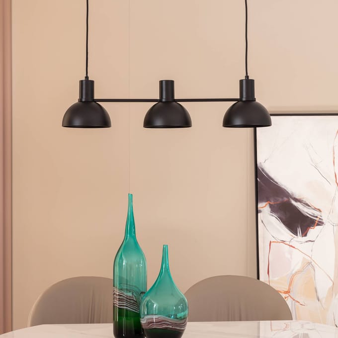 Lucande - hanglamp - 3lichts - IJzer - H: 16 cm - E27 - zwart mat
