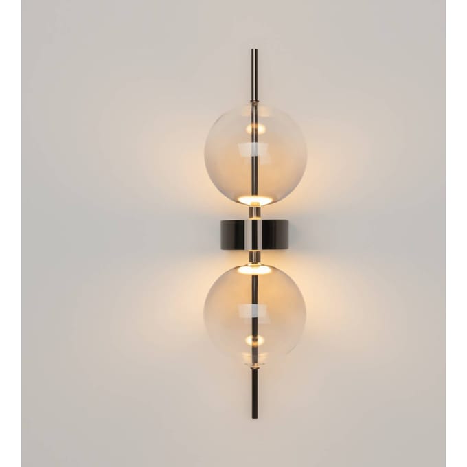 Maytoni LED wandlamp DOUBLE MOON, rookgrijs, hoogte 43 cm, glas