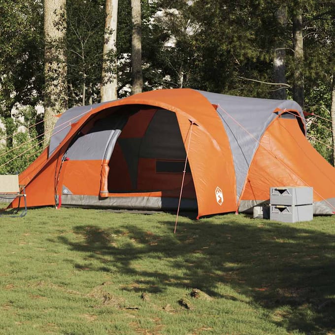 vidaXL - Koepeltent - 6-persoons - waterdicht - grijs - en - oranje