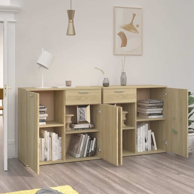 vidaXL - Dressoir - 160x36x75 - cm - bewerkt - hout - sonoma - eikenkleurig