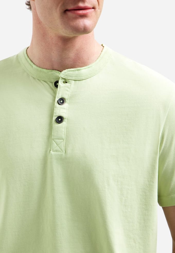 Melange T-shirt met knoopsluiting